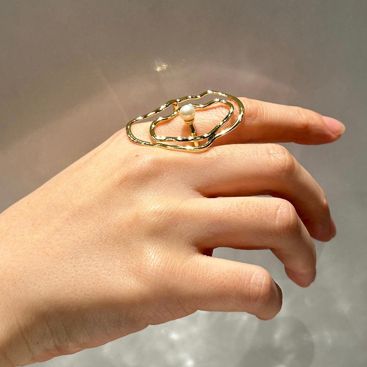 Ripple Dew Pearl Ring - - Sparkle Design Edition