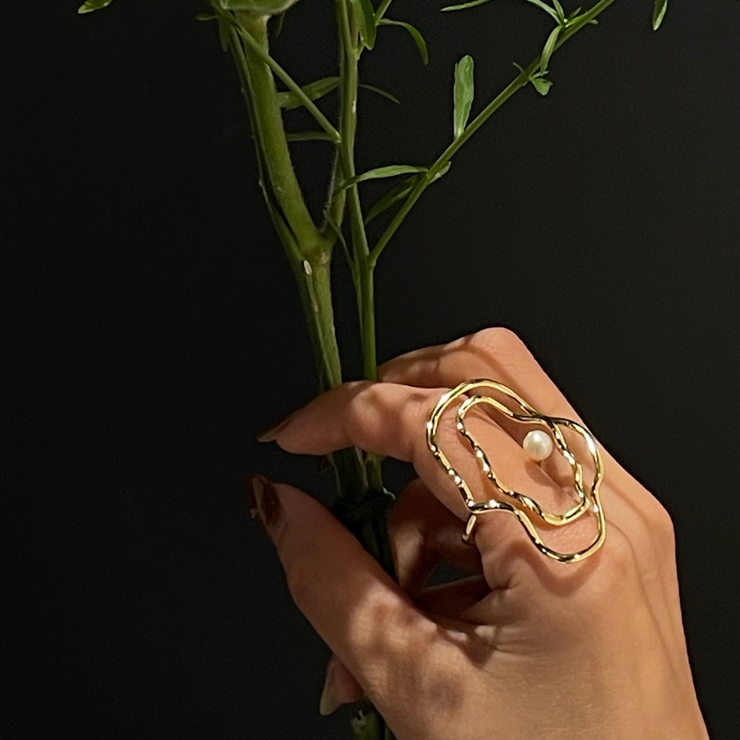 Ripple Dew Pearl Ring - - Sparkle Design Edition