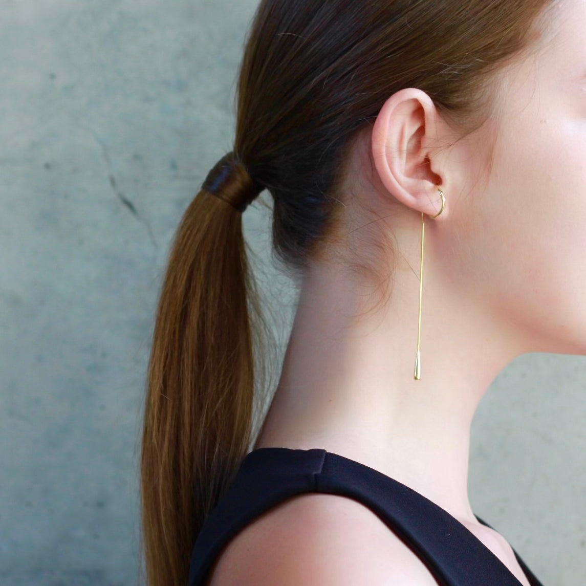 Golden Minimal Rain dew Earcuff Chain