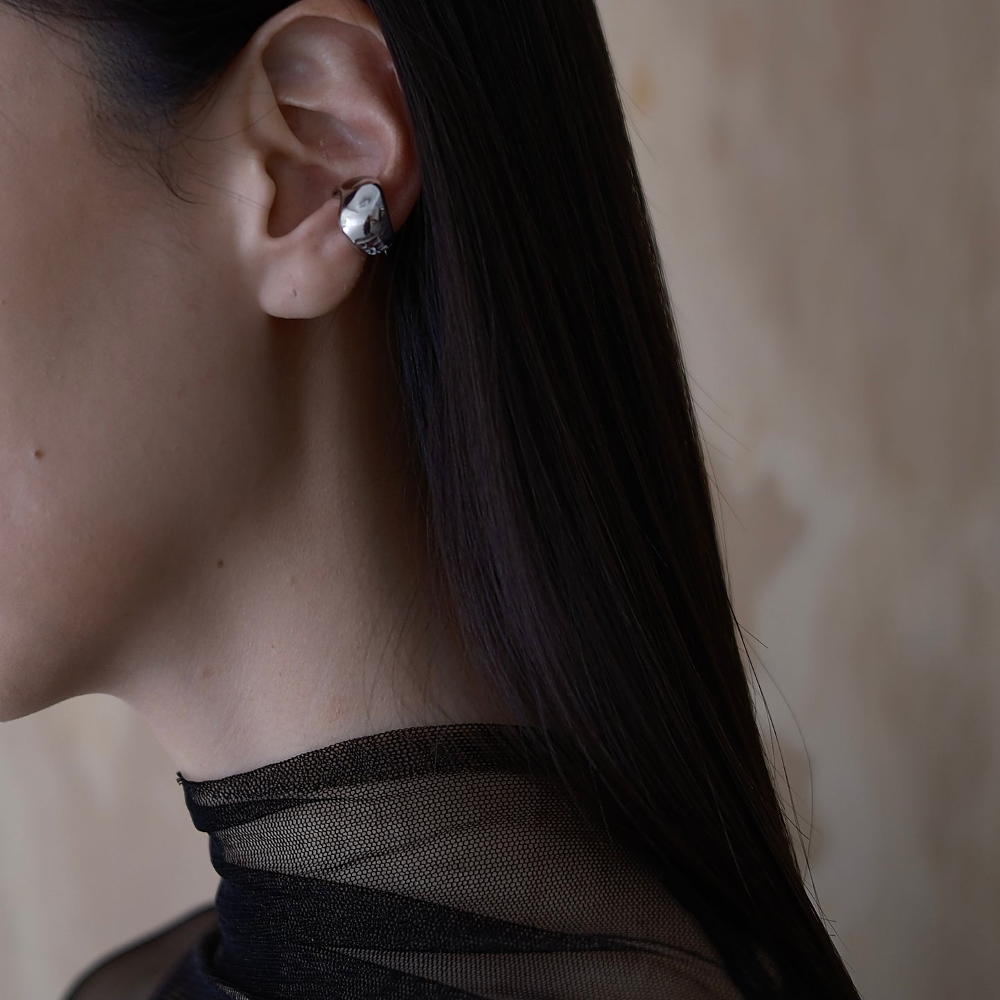 The flow of heart earcuff ( Silver x with different chains)