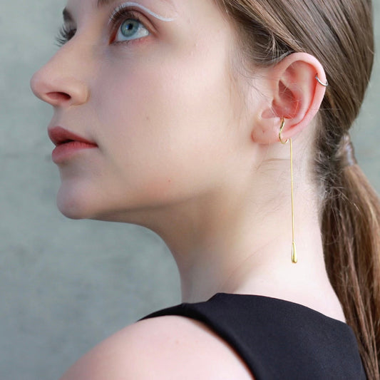 Golden Minimal Rain dew Earcuff Chain