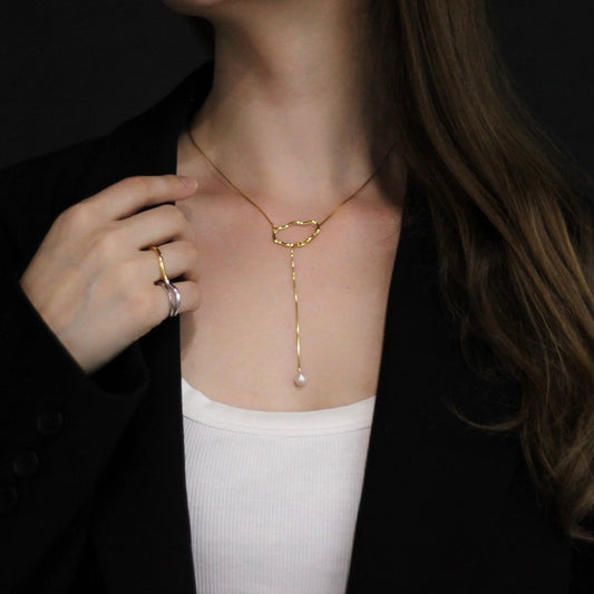 Golden Ripple Dew Necklace - Sparkle Design Edition