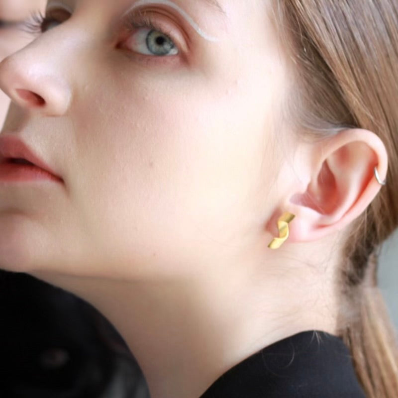 Golden Modern Spiral Ear studs