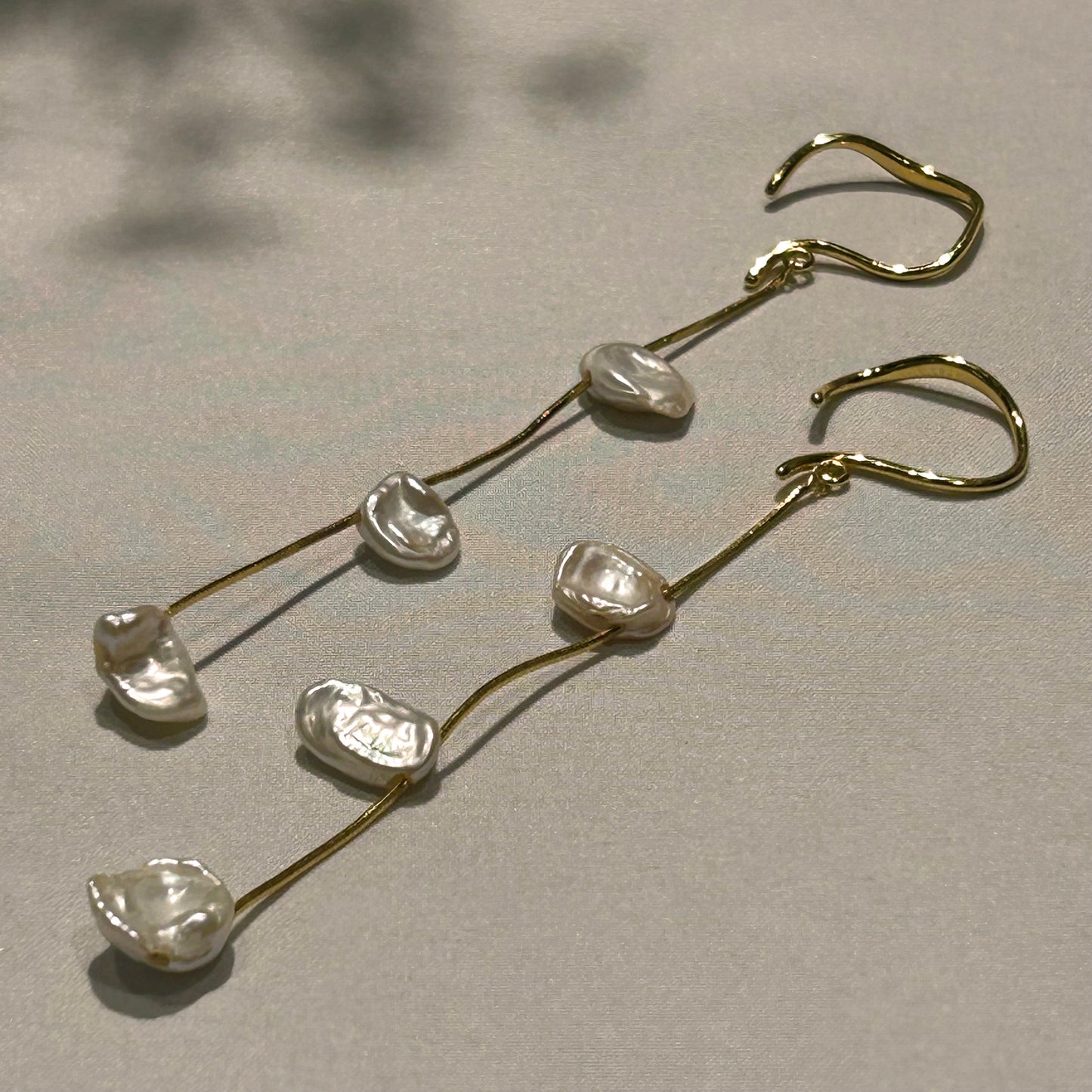 Golden Floating Petal Ear Chain