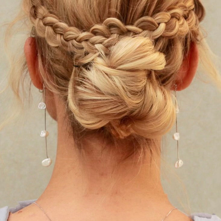 Silver Floating Petal Ear Chain