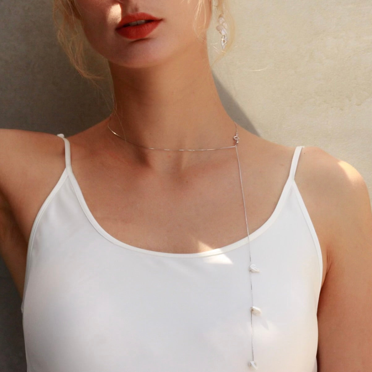 Silver Floating Petal Necklace