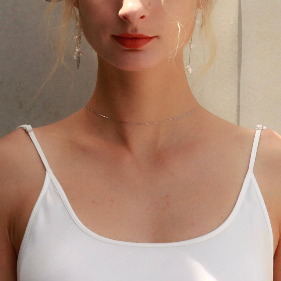 Silver Floating Petal Necklace
