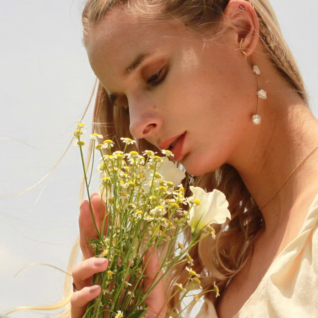 Golden Floating Petal Ear Chain