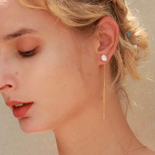 Keshi pearl dew studs