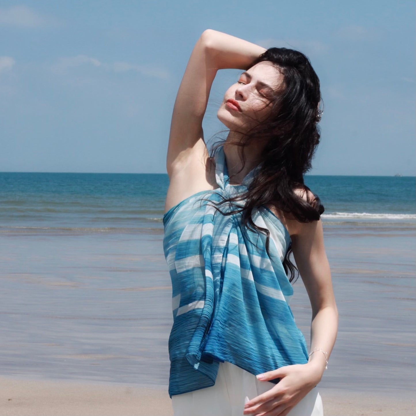 Reflection multi way scarf top 水光倒影天絲長巾上衣 -