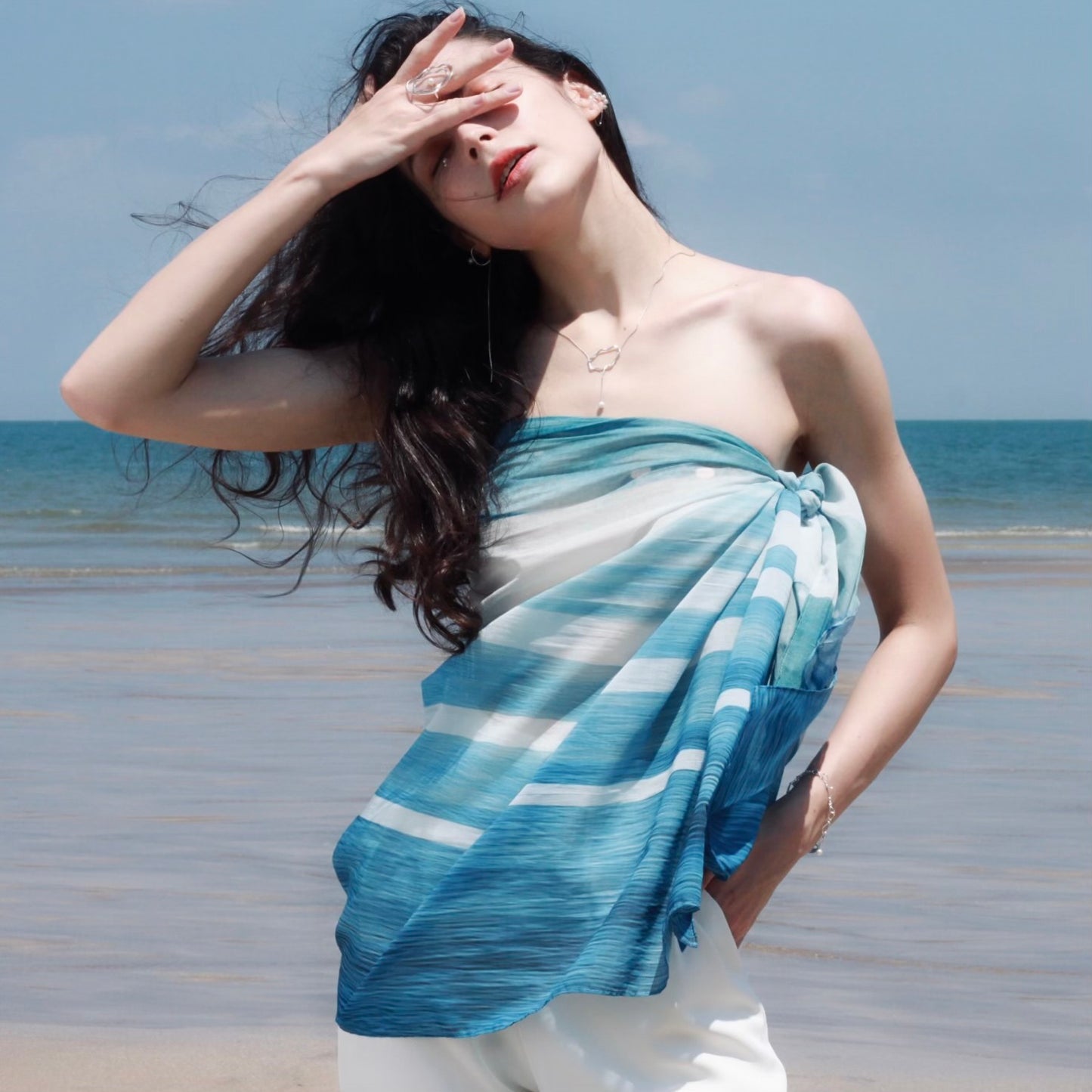 Reflection multi way scarf top 水光倒影天絲長巾上衣 -