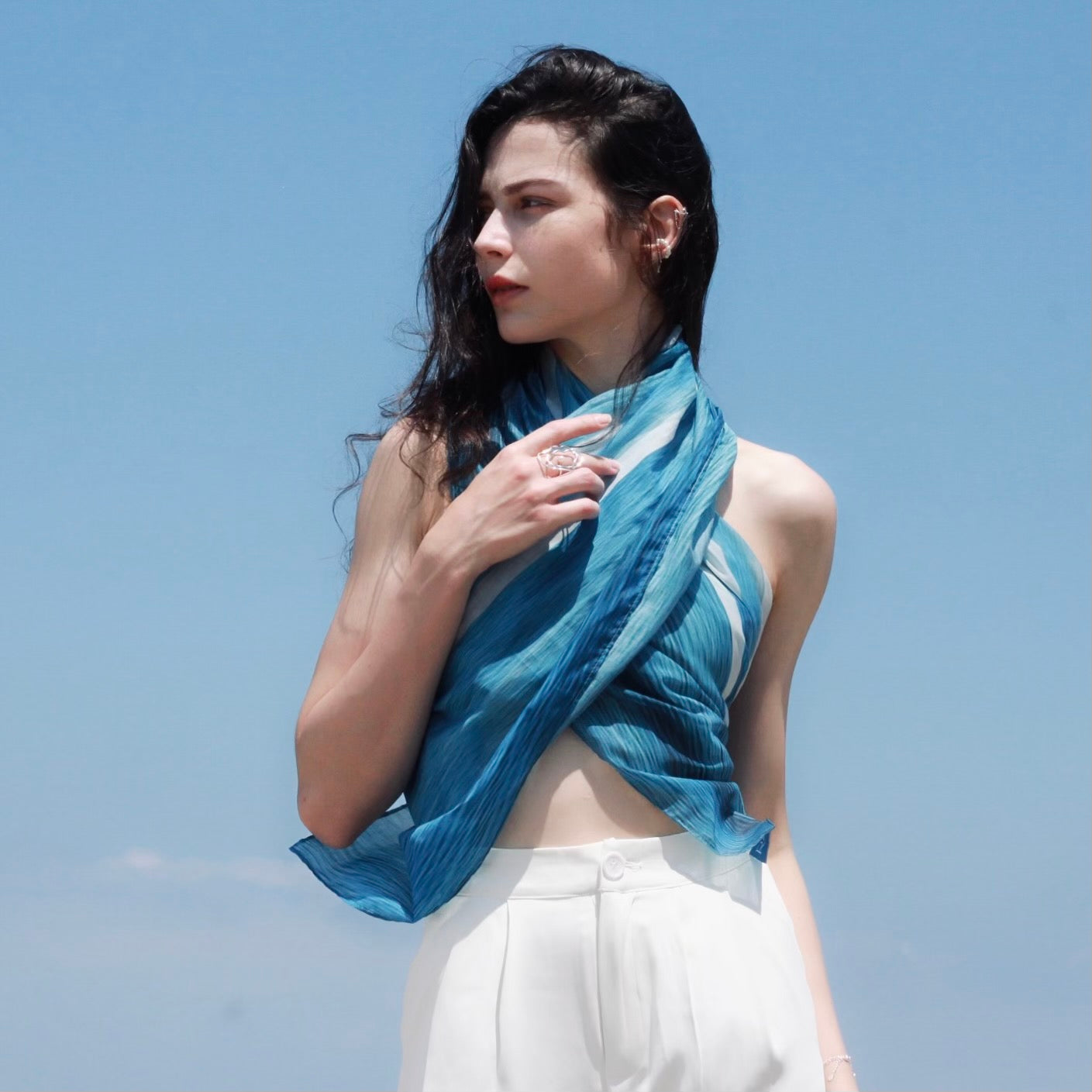 Reflection multi way scarf top 水光倒影天絲長巾上衣 -