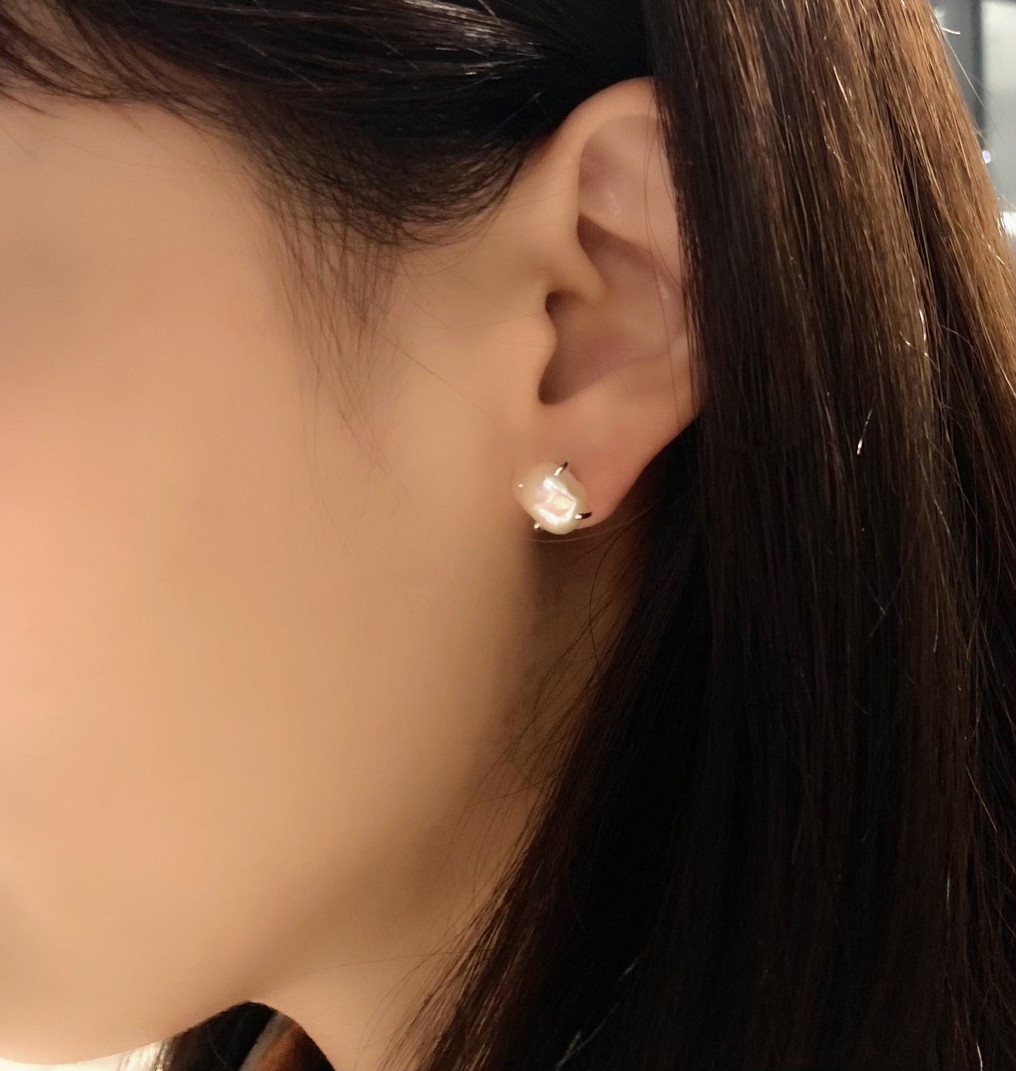 Basic Baroque Pearl Ear Stud巴洛克珍珠純銀耳針(可改夾)