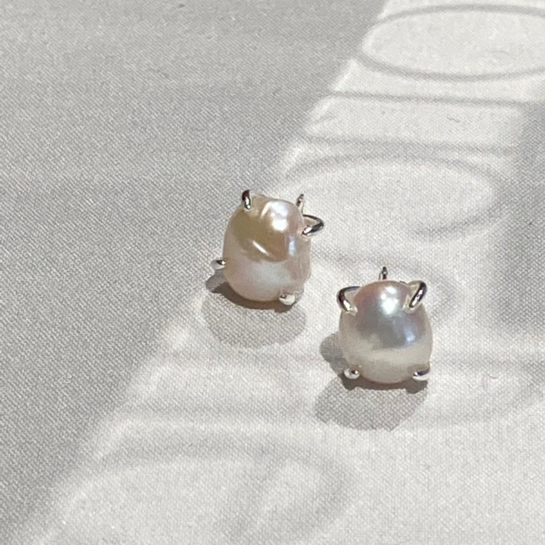 Basic Baroque Pearl Ear Stud巴洛克珍珠純銀耳針(可改夾)