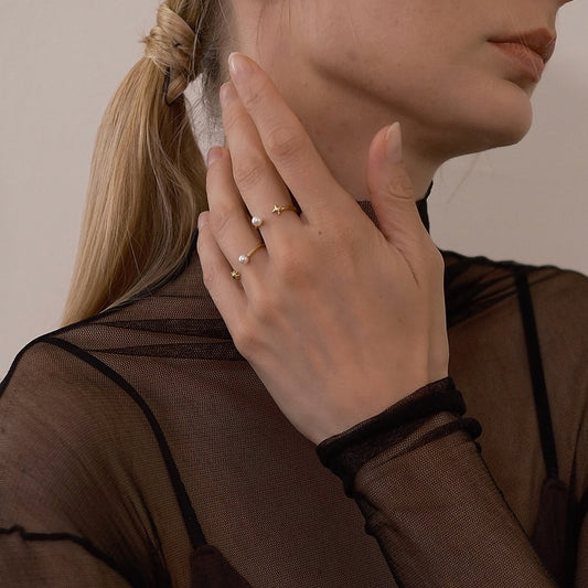 Golden Stellar Sparkle Ring 八芒星 x 四芒星