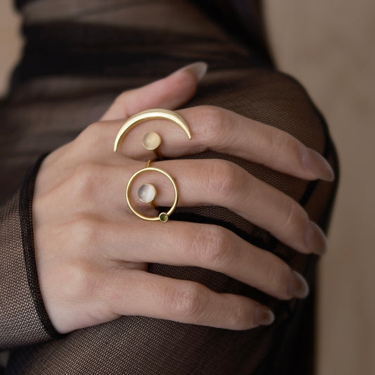 （Limited Edition) Moon Sparkle Ring x Guardian Star Ring - Moon stone edition