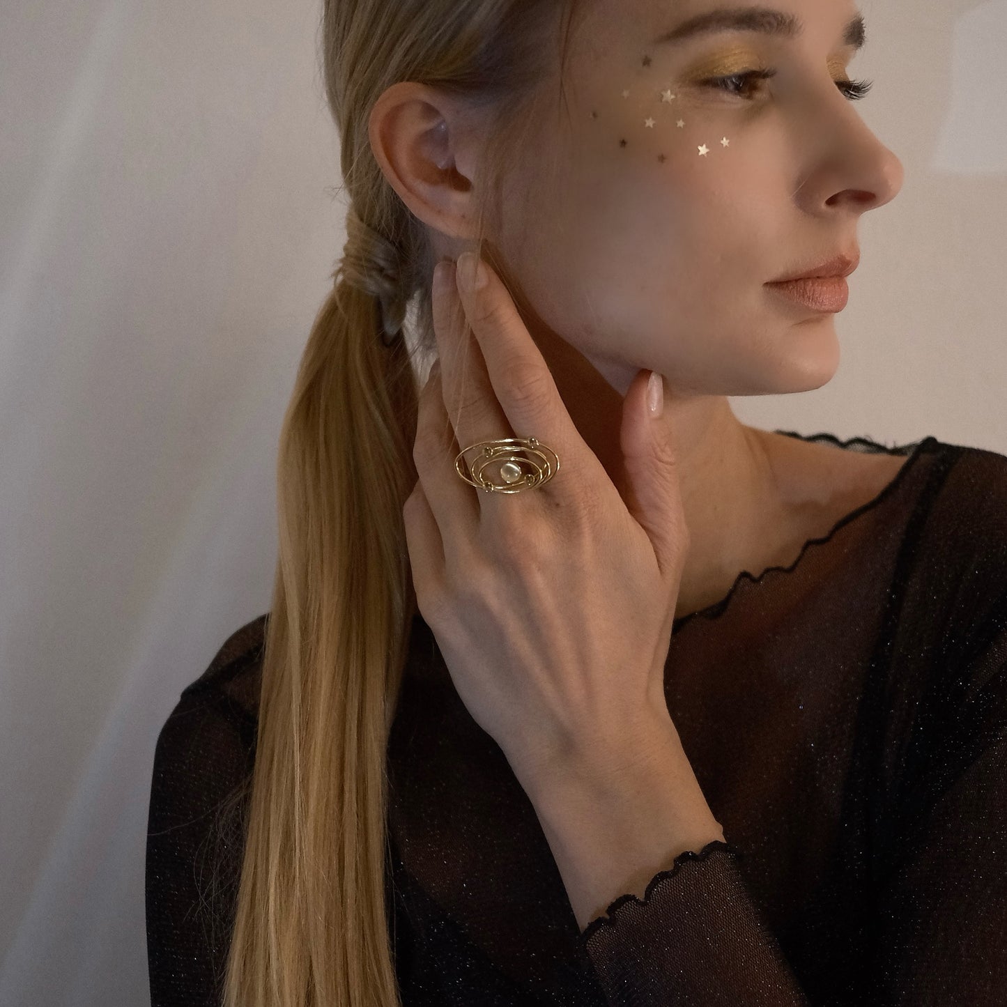 Galaxy Glow Ring - moon stone (gold)&(silver)