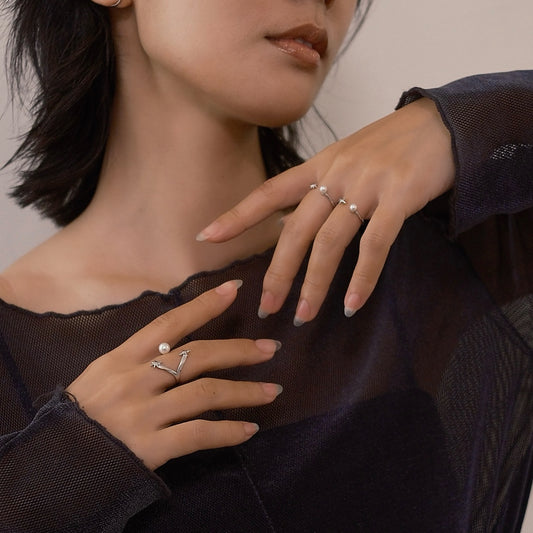 Silver Stellar Sparkle Ring 八芒星 x 四芒星