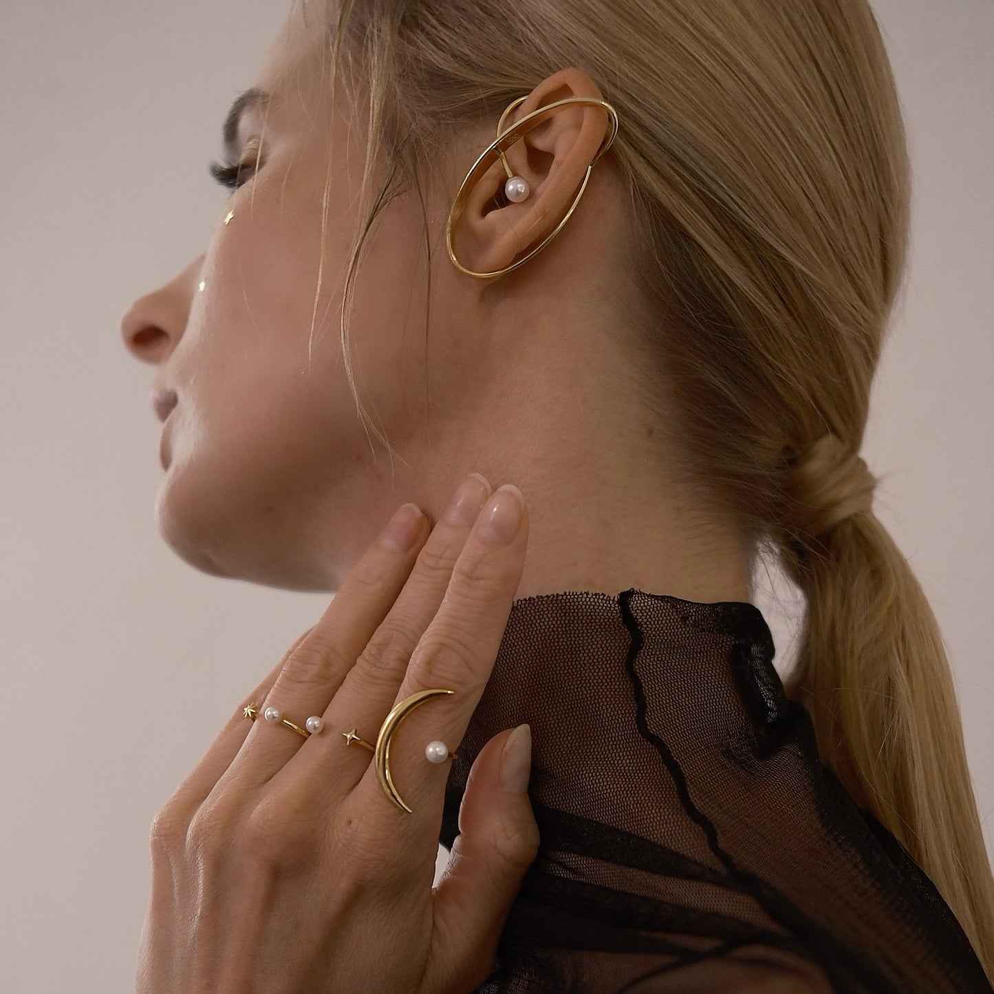 Moonlight Sparkle Ear Cuff (gold)&(silver)