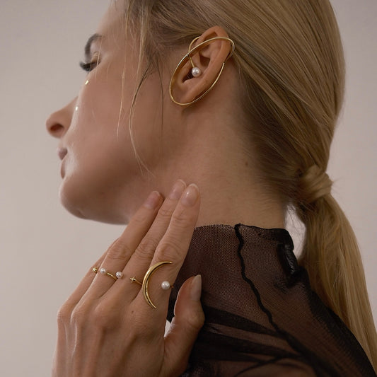 Moonlight Sparkle Ear Cuff (gold)&(silver)