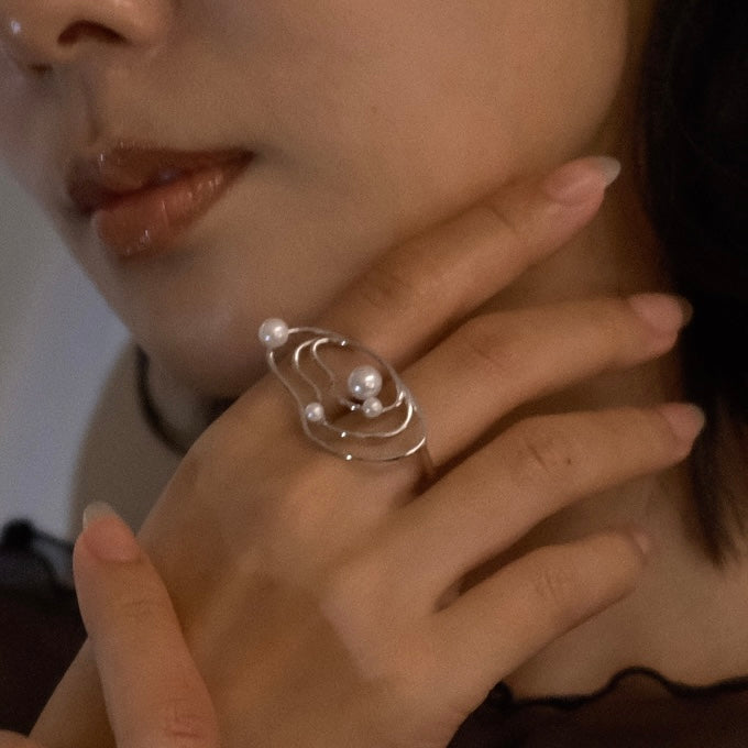 Nebula Flow Pearl Ring (gold)&(silver)