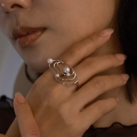 Nebula Flow Pearl Ring (gold)&(silver)