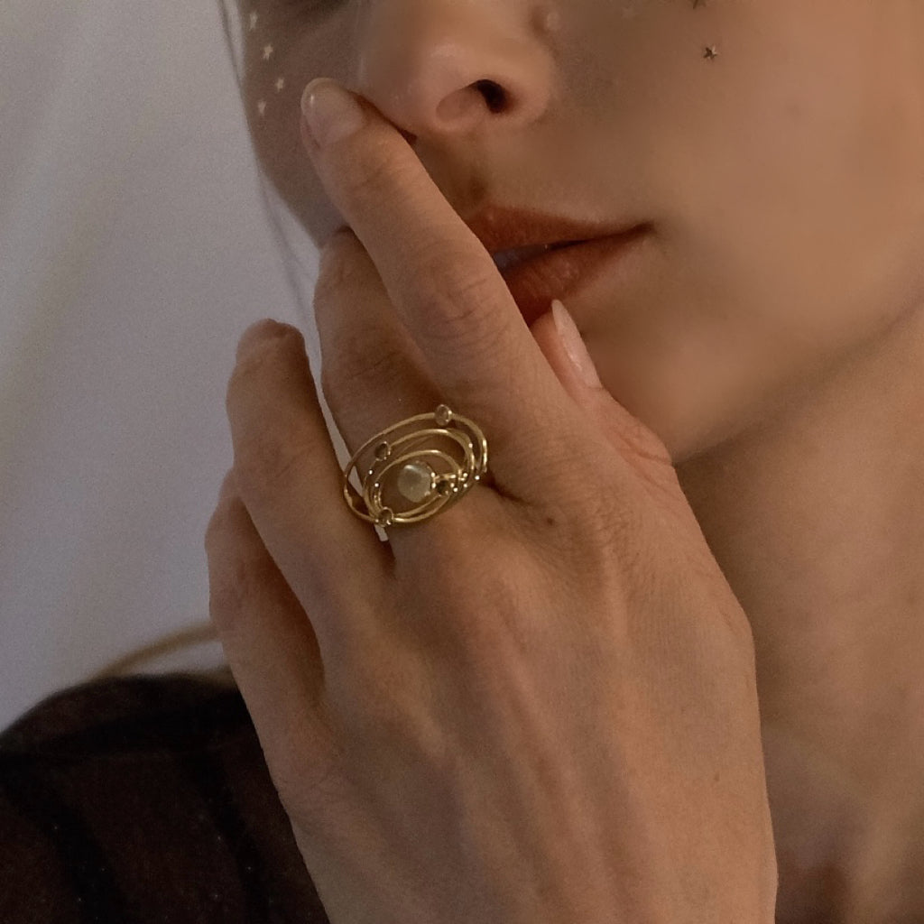 Galaxy Glow Ring - moon stone (gold)&(silver)