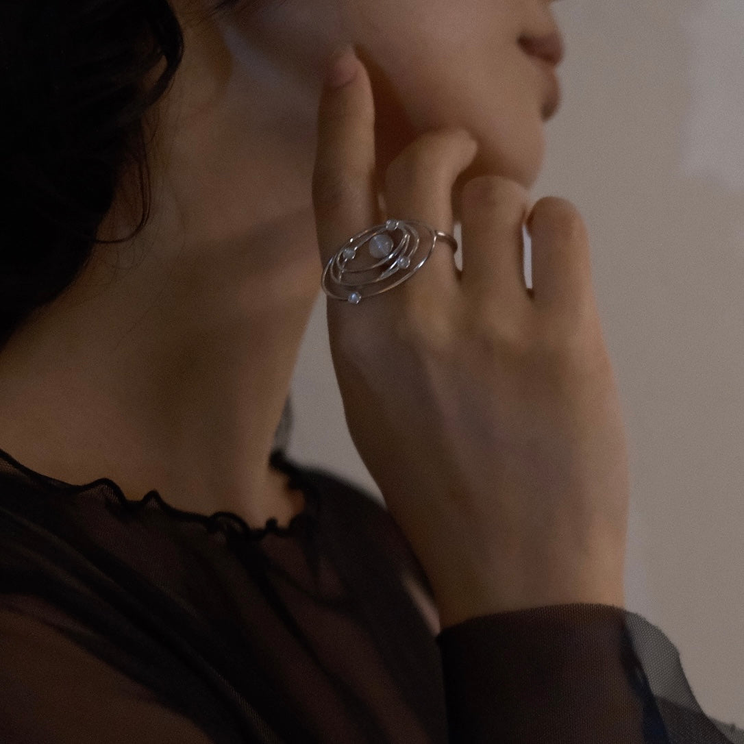 Galaxy Glow Ring - moon stone (gold)&(silver)