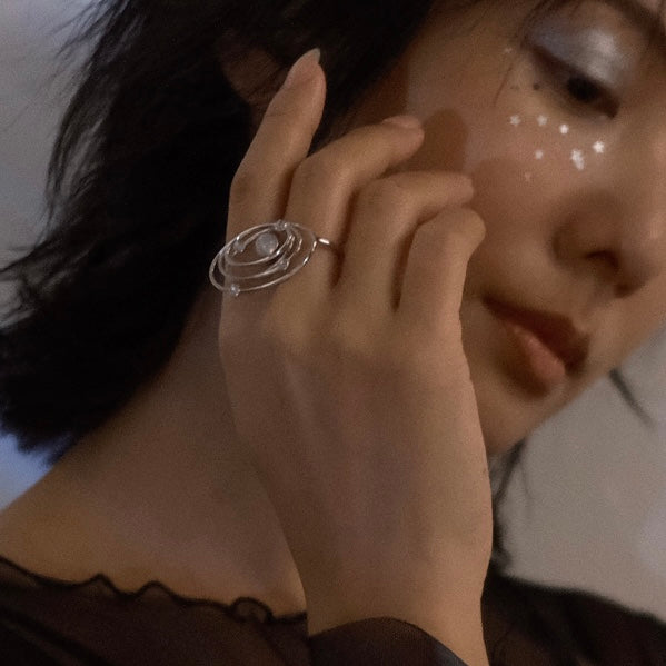 Galaxy Glow Ring - moon stone (gold)&(silver)