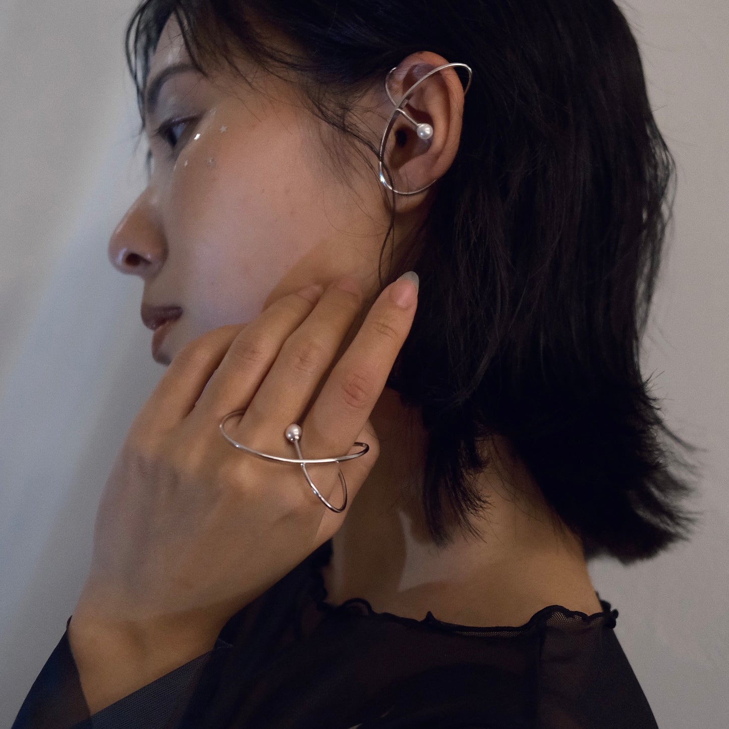 Moonlight Sparkle Ear Cuff (gold)&(silver)