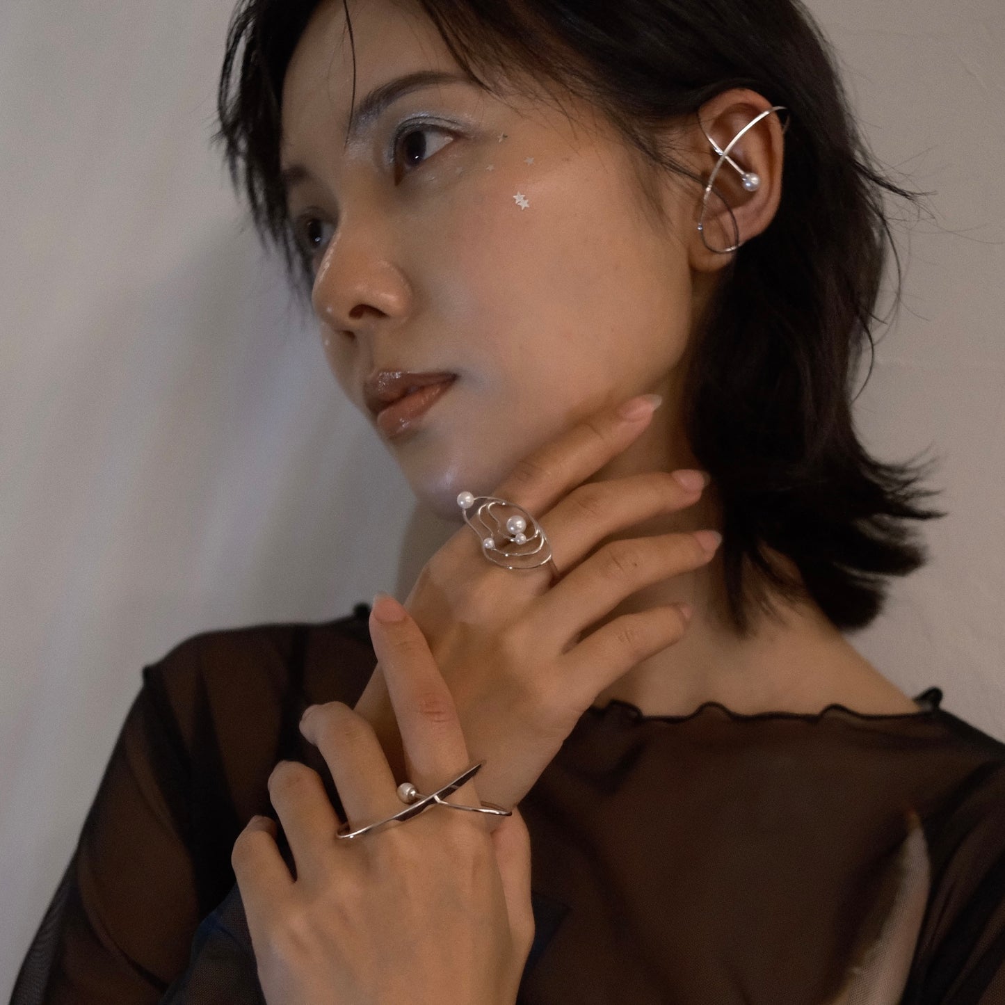 Moonlight Sparkle Ear Cuff (gold)&(silver)