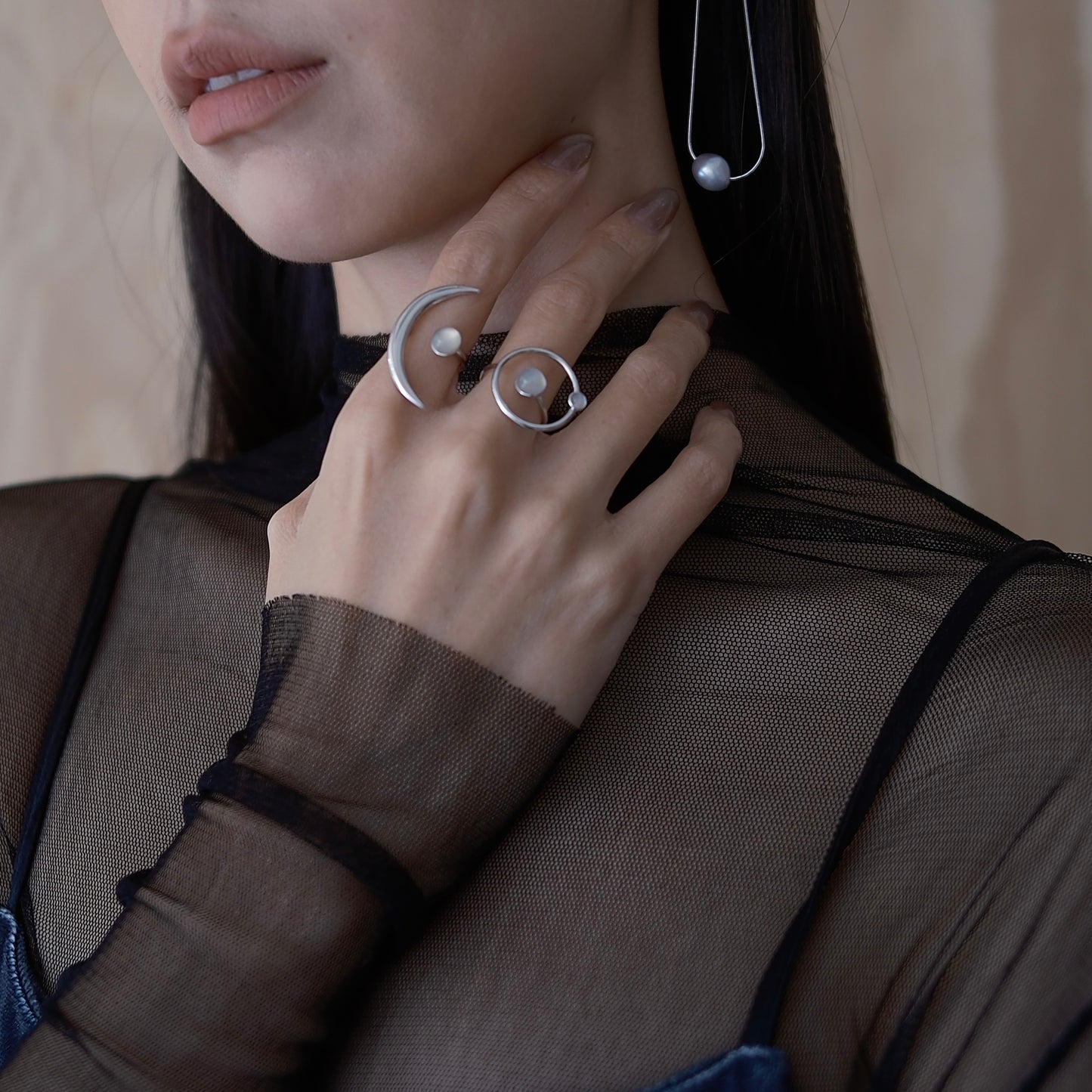 （Limited Edition) Moon Sparkle Ring x Guardian Star Ring - Moon stone edition