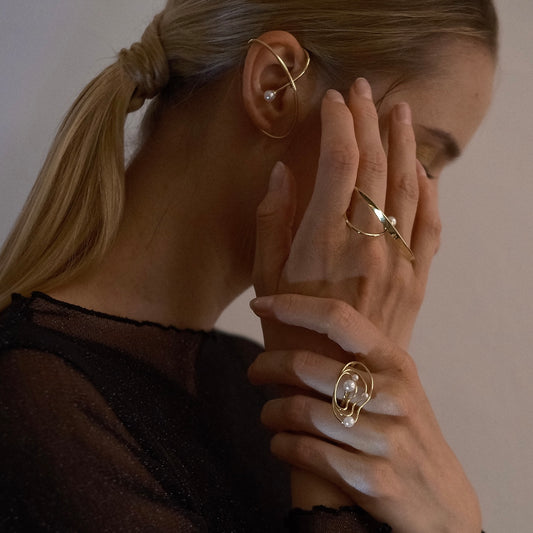 Nebula Flow Pearl Ring (gold)&(silver)