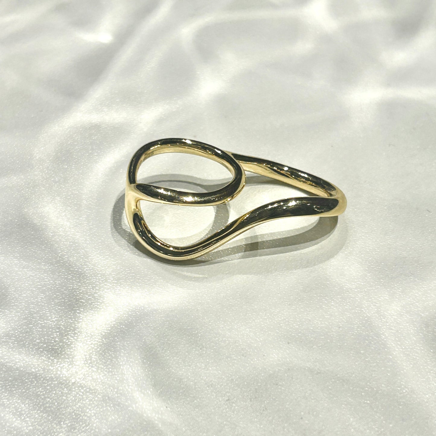 Unfolded Flow Double Finger Ring (Gold)