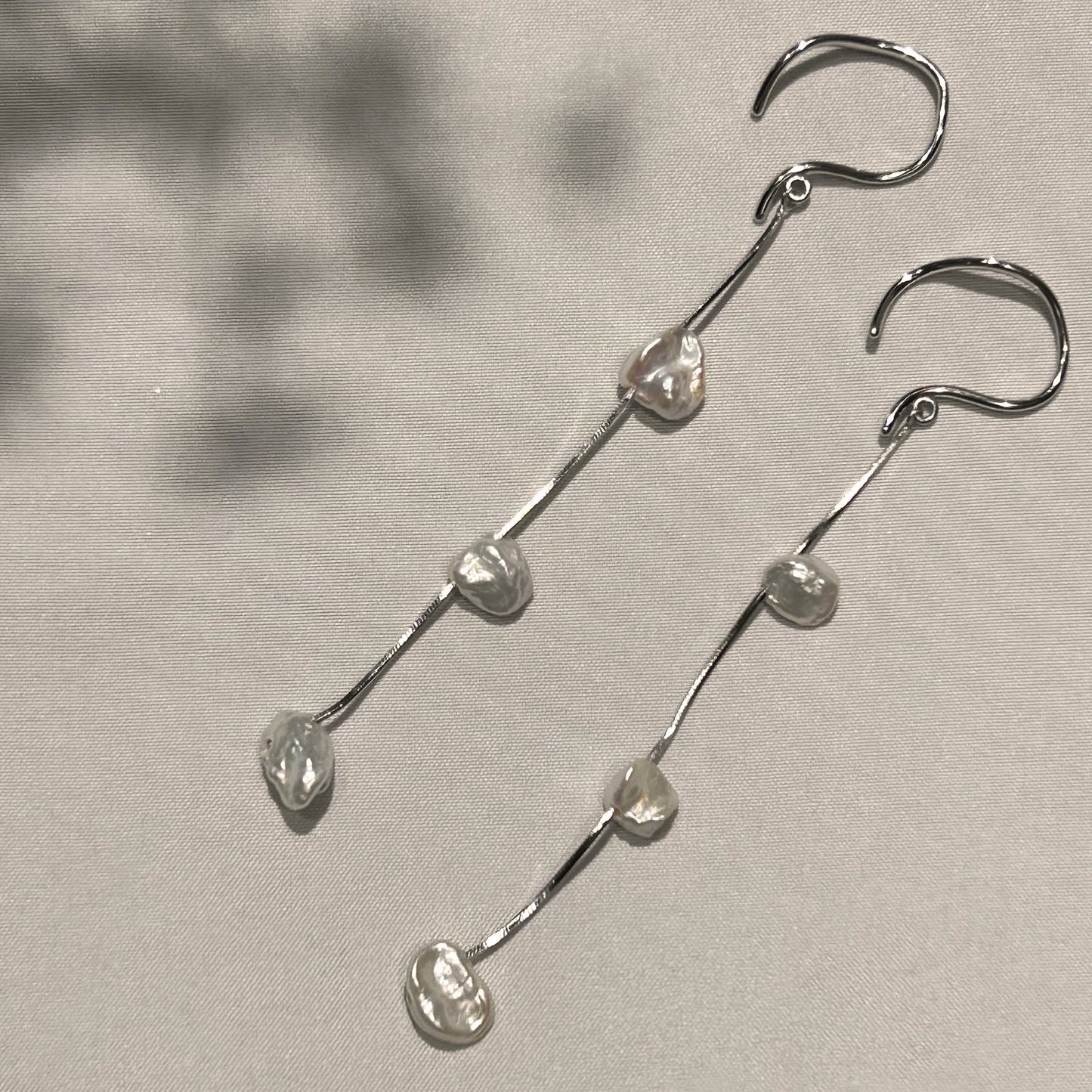 Silver Floating Petal Ear Chain