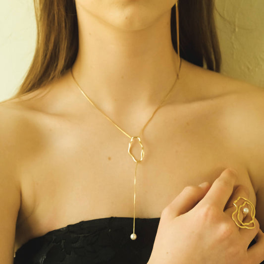 Golden Ripple Dew  Necklace  - Sparkle Design Edition
